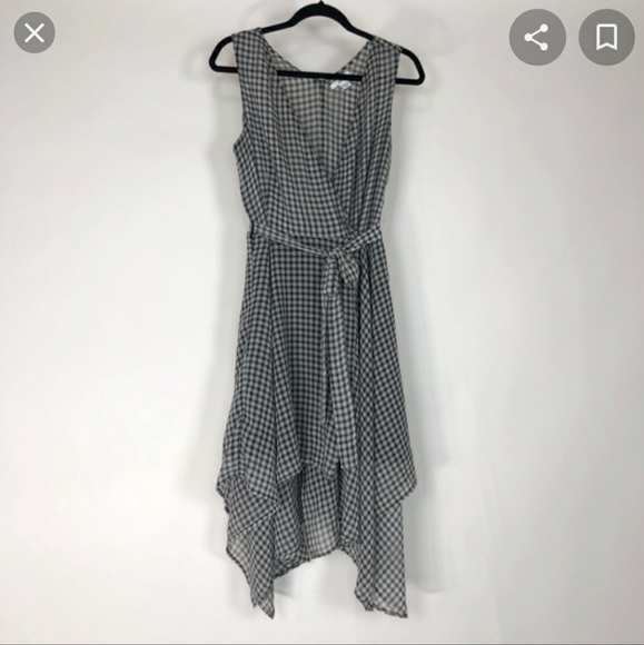 Bar III Black & White Gingham asymmetric hem dress - Picture 3 of 7